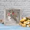 8x8 Wood Shadow Box Frame Glass Door Display Case with Linen Back and 6 Stick Pins,1.5 inches Interior Depth,Ideal for Memorabilia Pictures Flowers Medals Tickets Rustic White